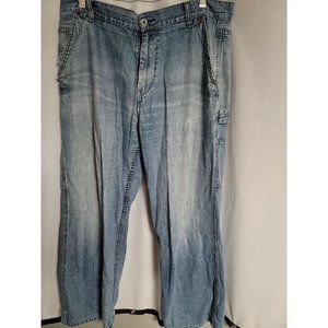 Lucky Brand Dungarees By Gene Montesano Distressed Size 36 Vintage 100% Cotton